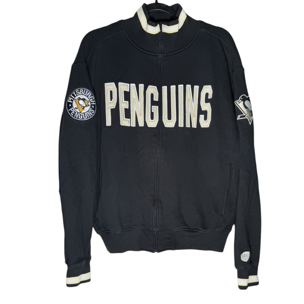 VTG Old Time Hockey Pittsburgh Penguins Full zip jacket Size Large Embroidered